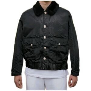 VTG Tuffy Jac Fire Fighter Department Bomber Jacket Mens Size 40L / M Black READ